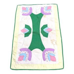 Handmade Baby Quilt Throw Blanket Floral Tulip Restore / Cutter Fabric SEE